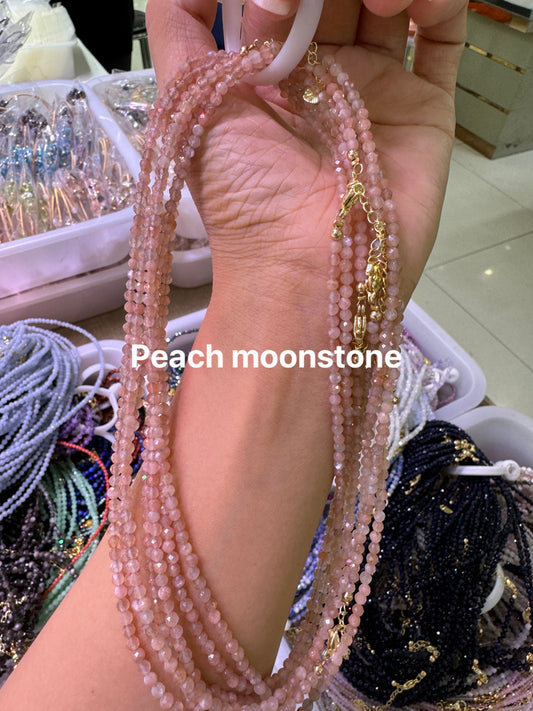 Adjustable necklace /choker necklace peach moonstone