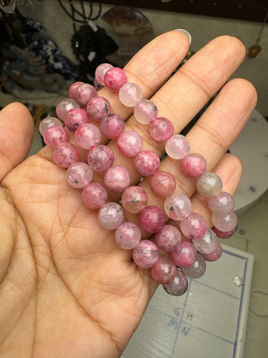 Rhodonite with quartz bracelet 8mm