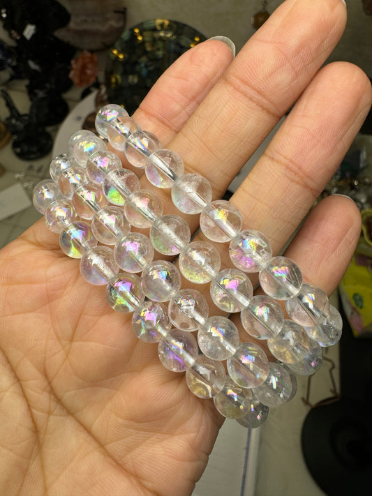 Aura clear quartz bracelet size 8mm