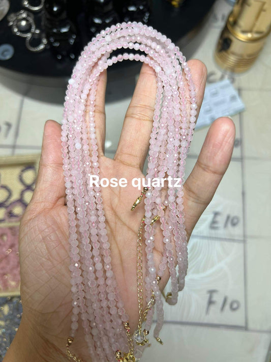 Adjustable necklace /choker necklace rose quartz