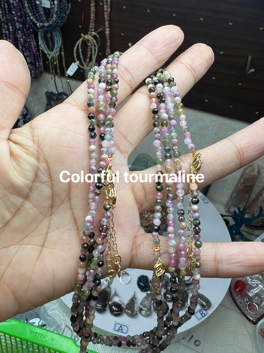 Adjustable necklace /choker necklace tourmaline